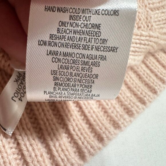 Calvin Klein Womens Sweater Sz Small Light Pink Cowl Neck Cable Knit Tunic EUC - Picture 11 of 12